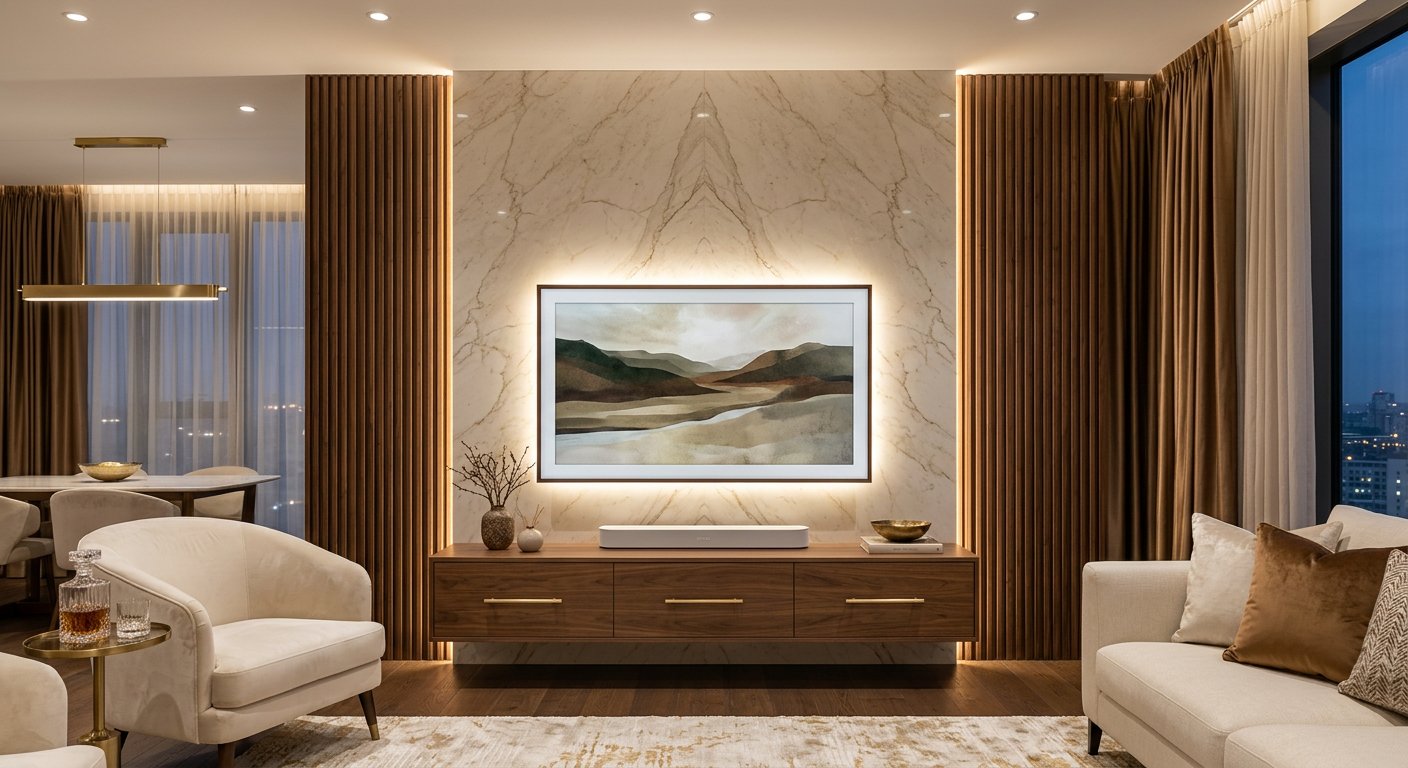 Book-matched TV Feature Wall